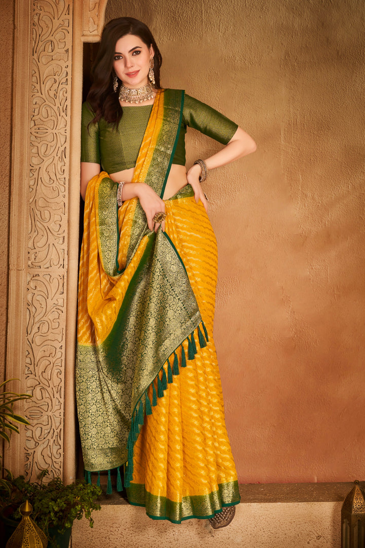 Garima 2 Lemon Viscose Saree