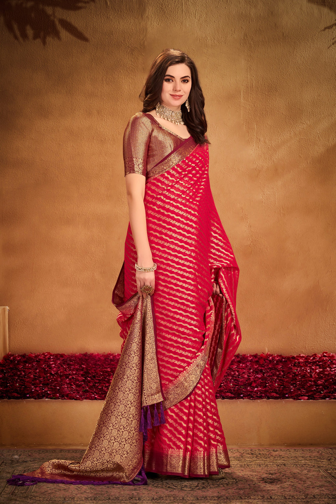 Garima 2 Red Viscose Saree