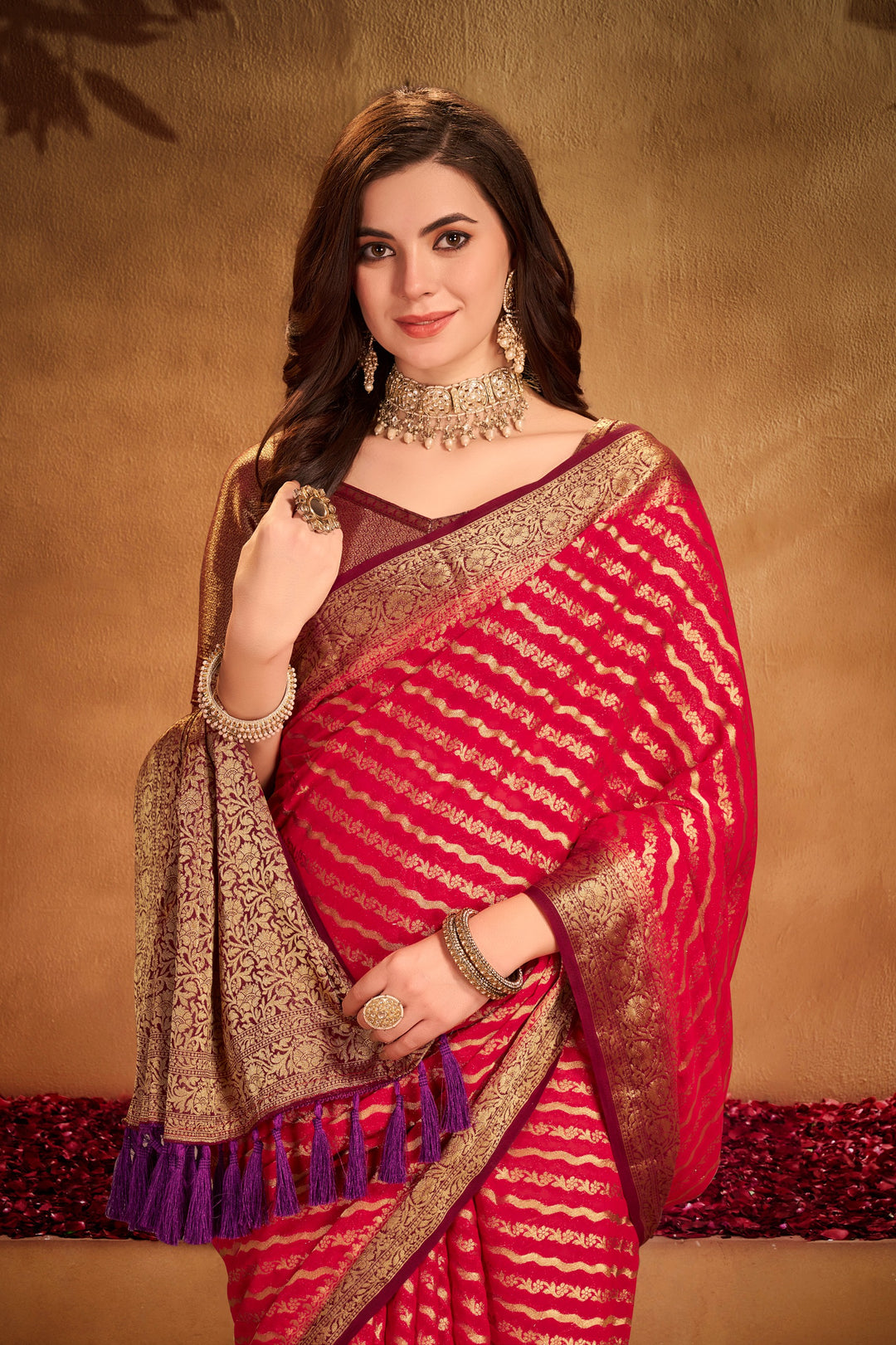 Garima 2 Red Viscose Saree