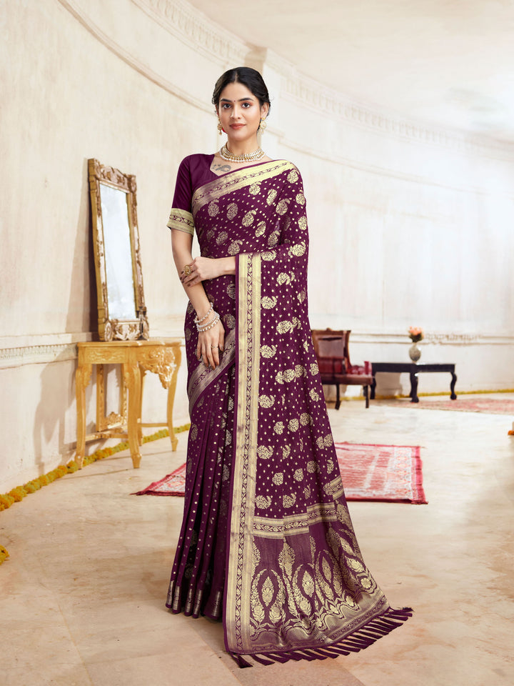 DISHA WINE VISCOSE SAREE