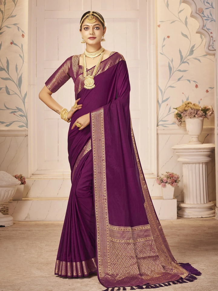 Majulika Wine Color Pure Dola Silk Saree