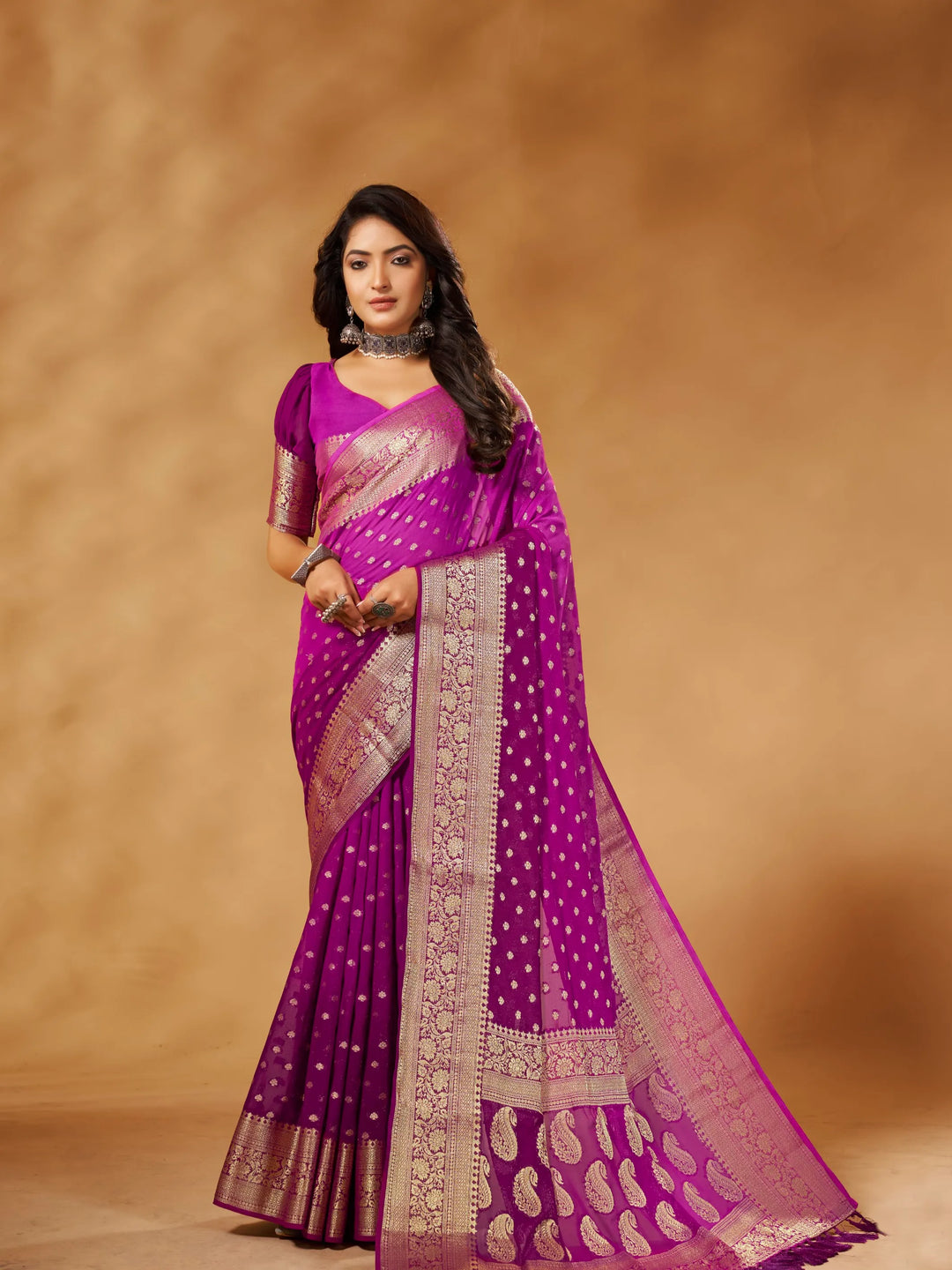 Bindia 3 Wine pure viscose saree