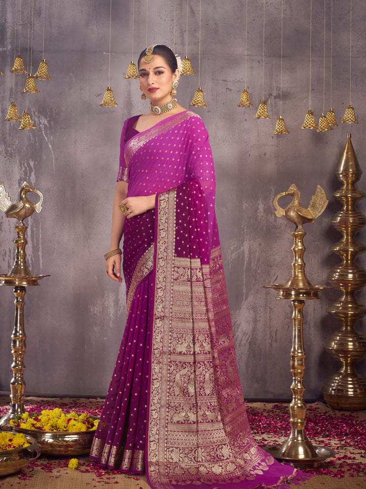 Rastogi wine pure georgette saree