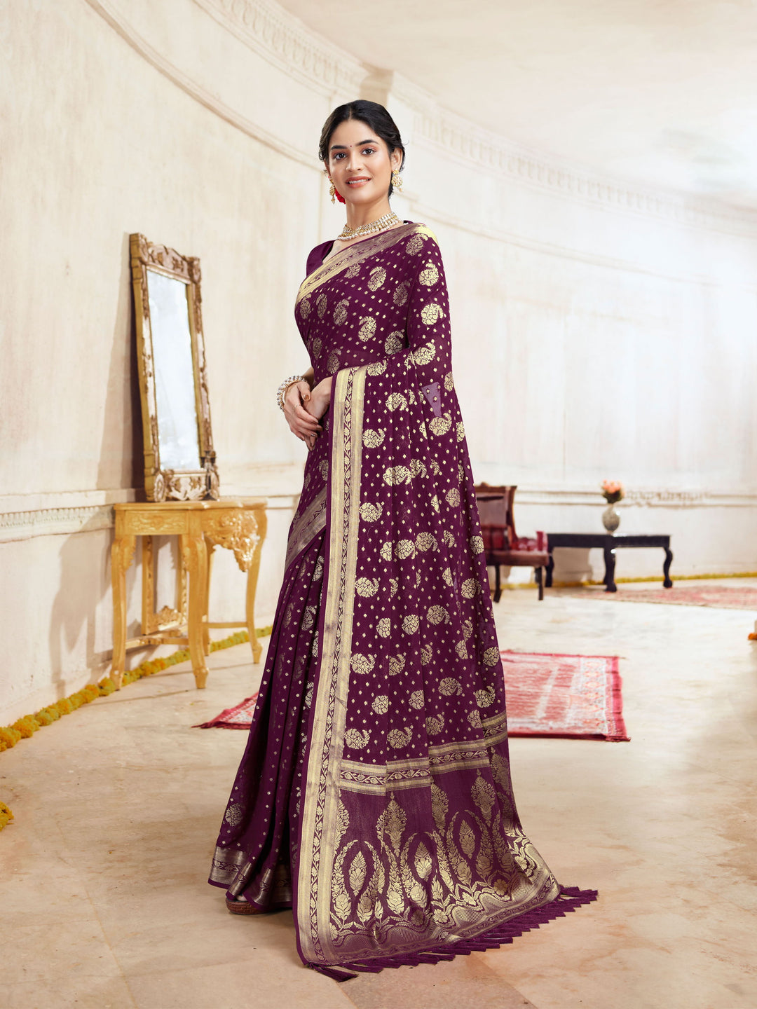 DISHA WINE VISCOSE SAREE