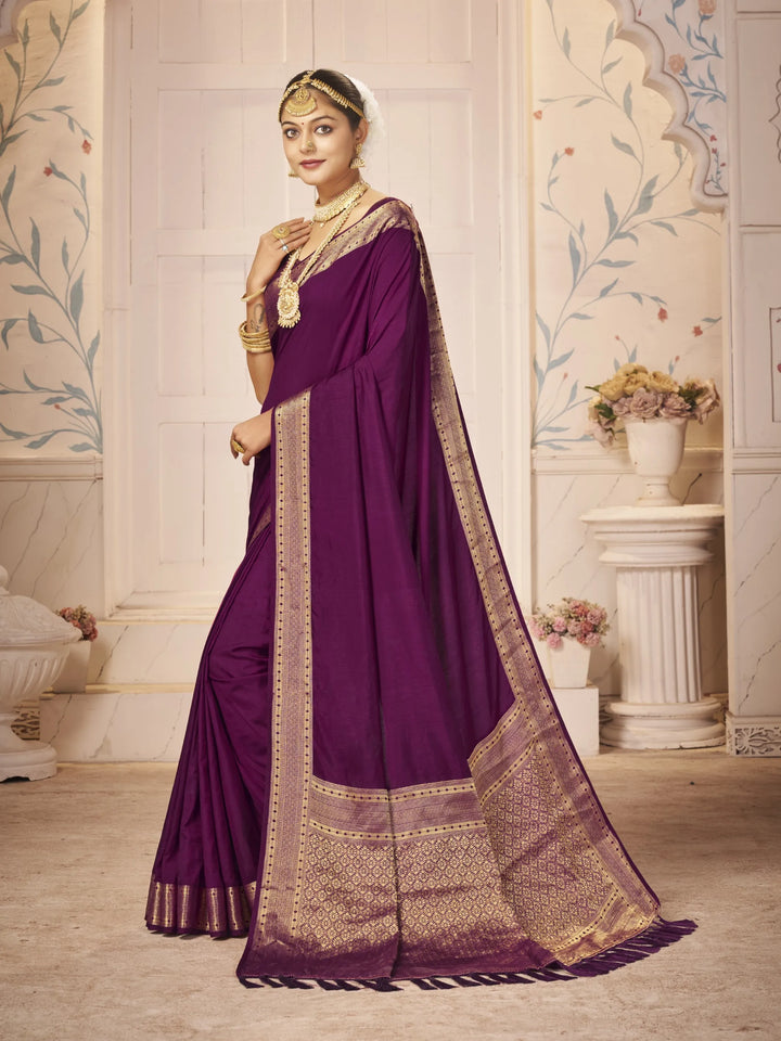 Majulika Wine Color Pure Dola Silk Saree