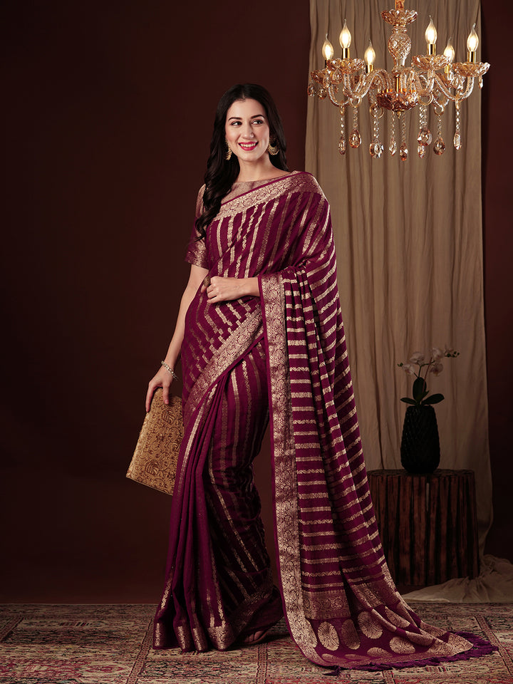 VARMALA WINE VISCOSE SAREE