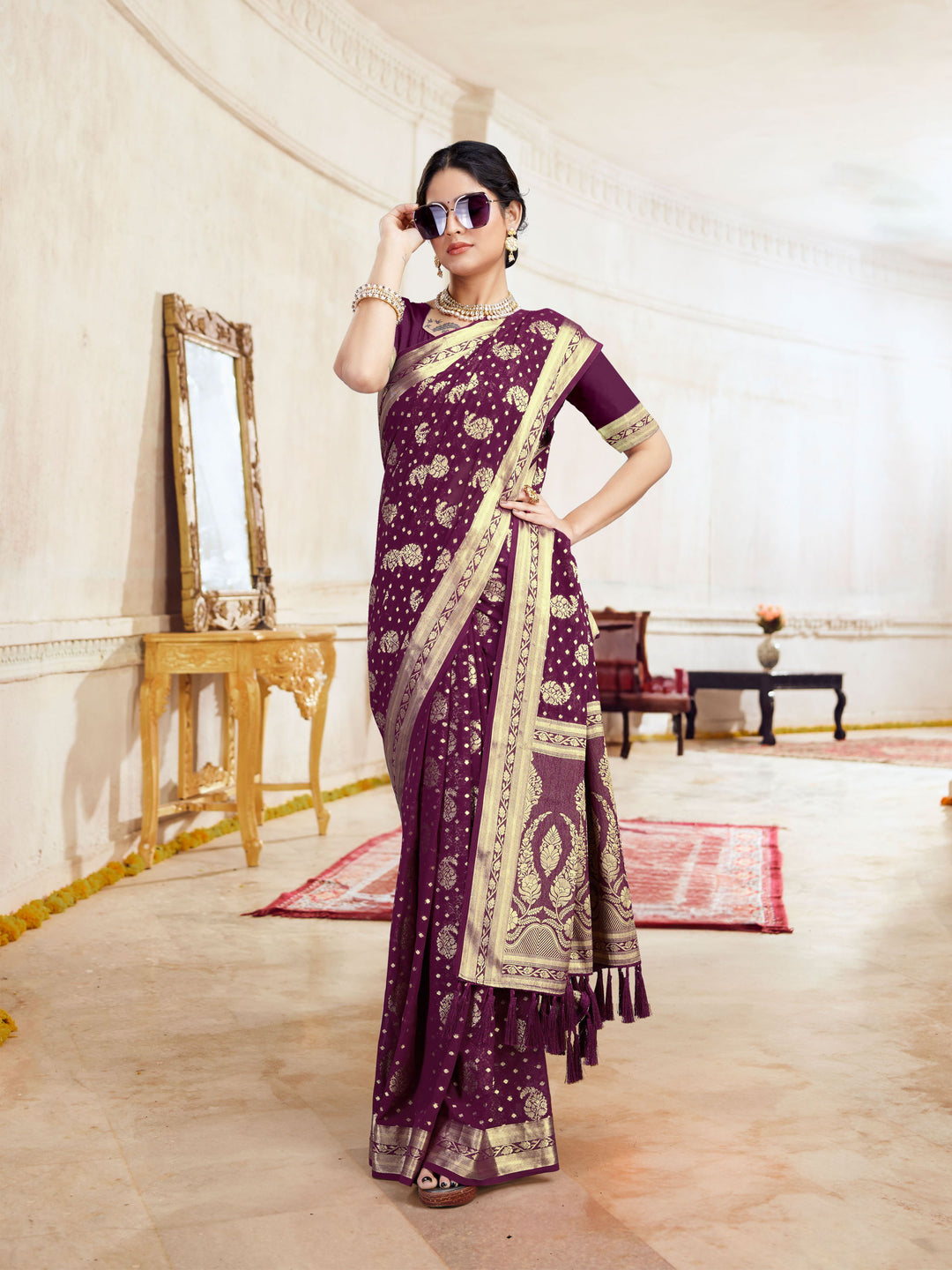 DISHA WINE VISCOSE SAREE