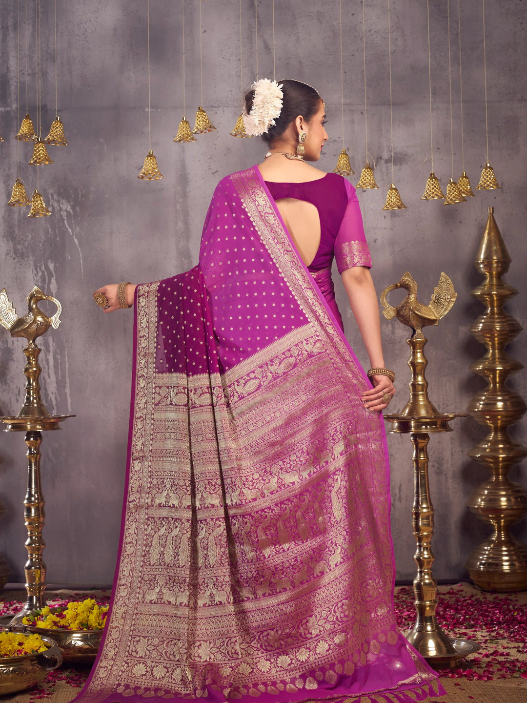 Rastogi wine pure georgette saree