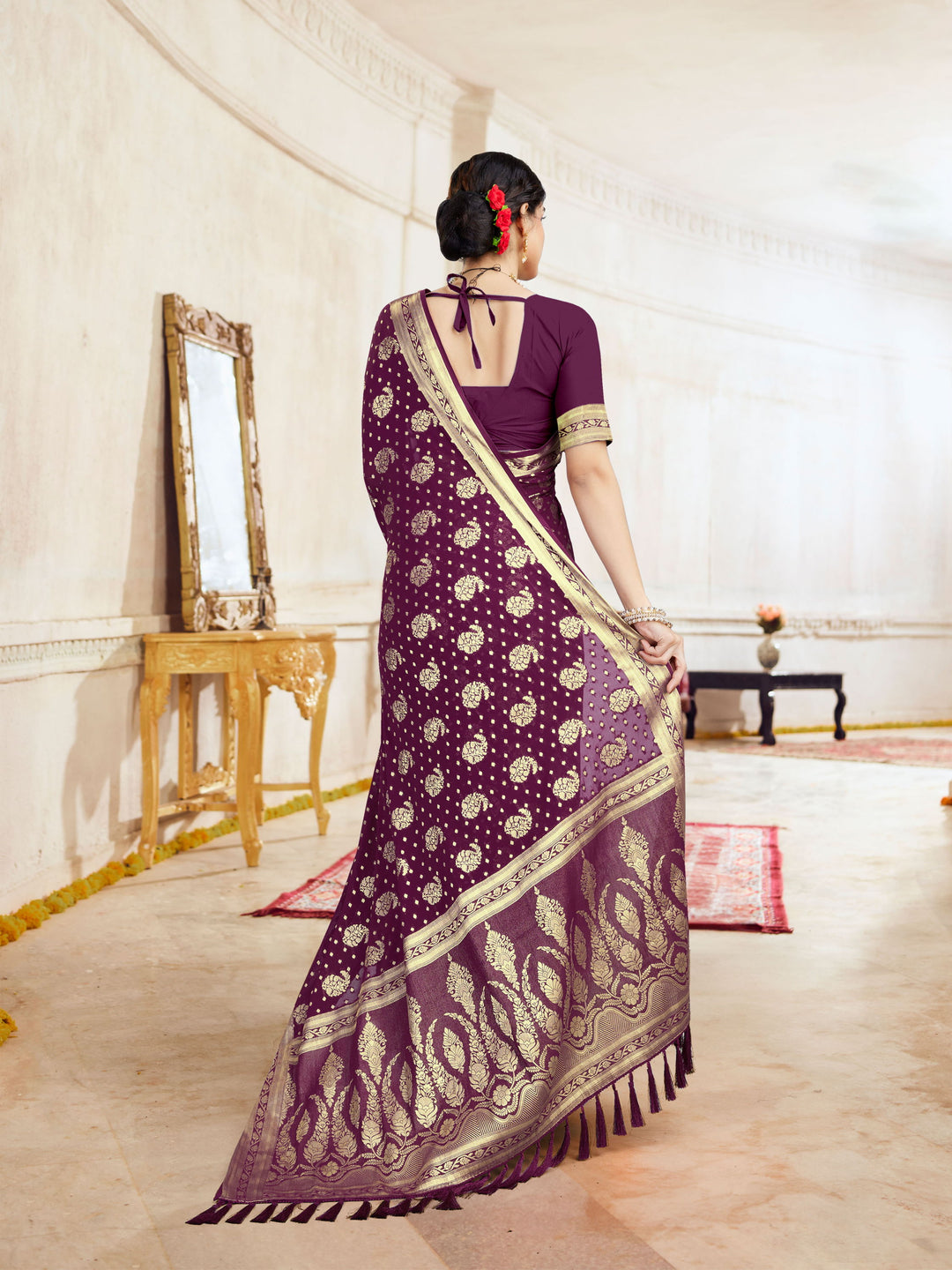 DISHA WINE VISCOSE SAREE