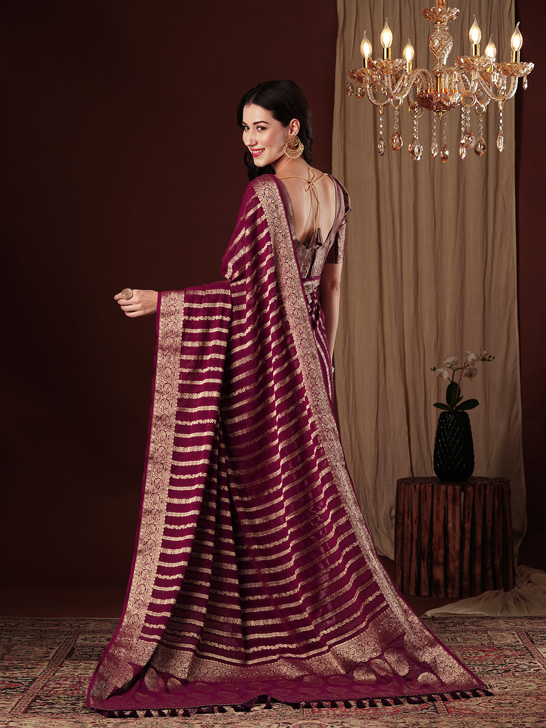 VARMALA WINE VISCOSE SAREE