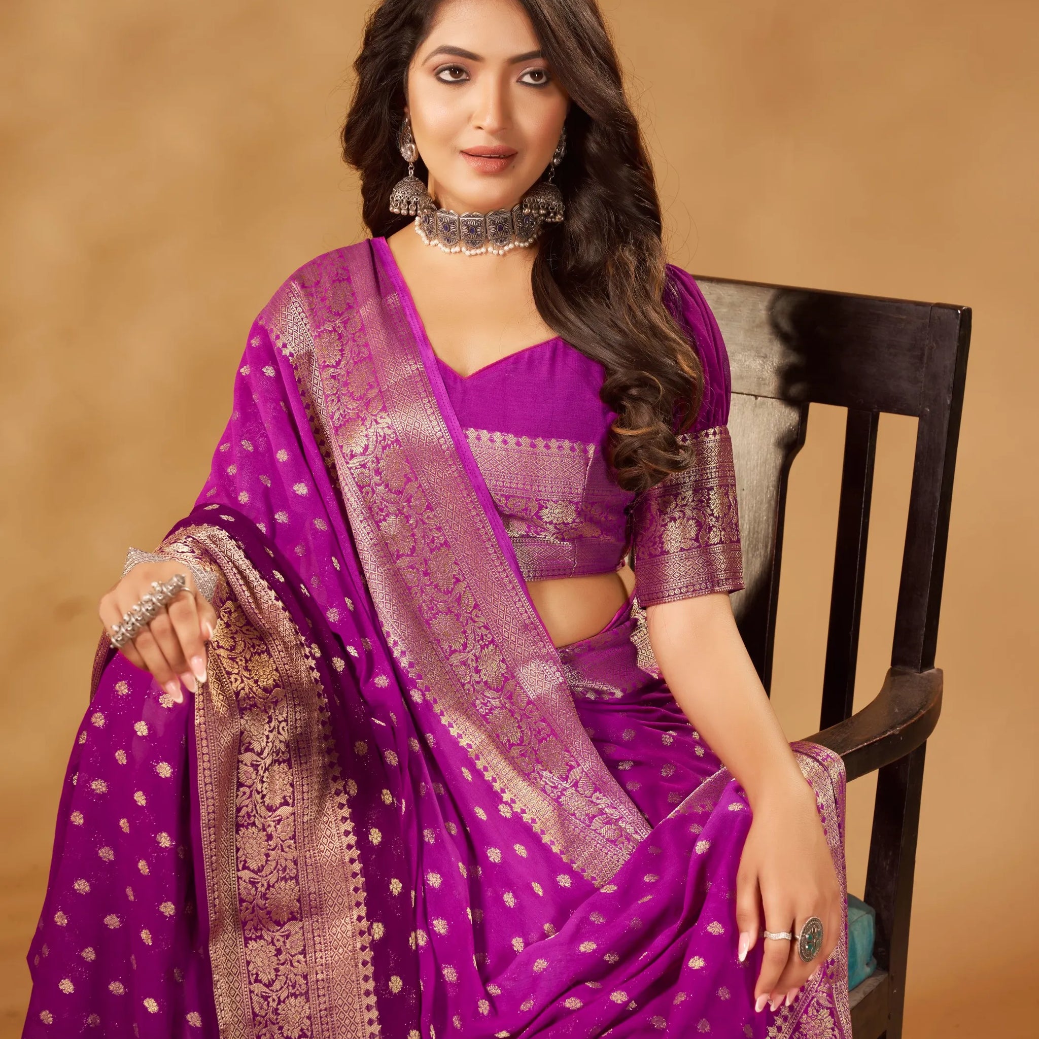 Bindia 3 Wine pure viscose saree