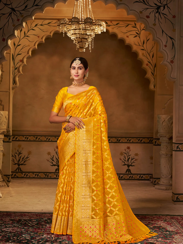 Varsha Yellow Pure Organza Saree for Wedding