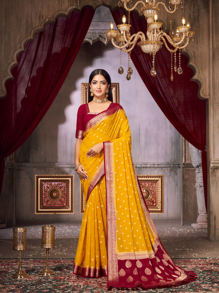 SONPARI 1 YELLOW VISCOSE SAREE