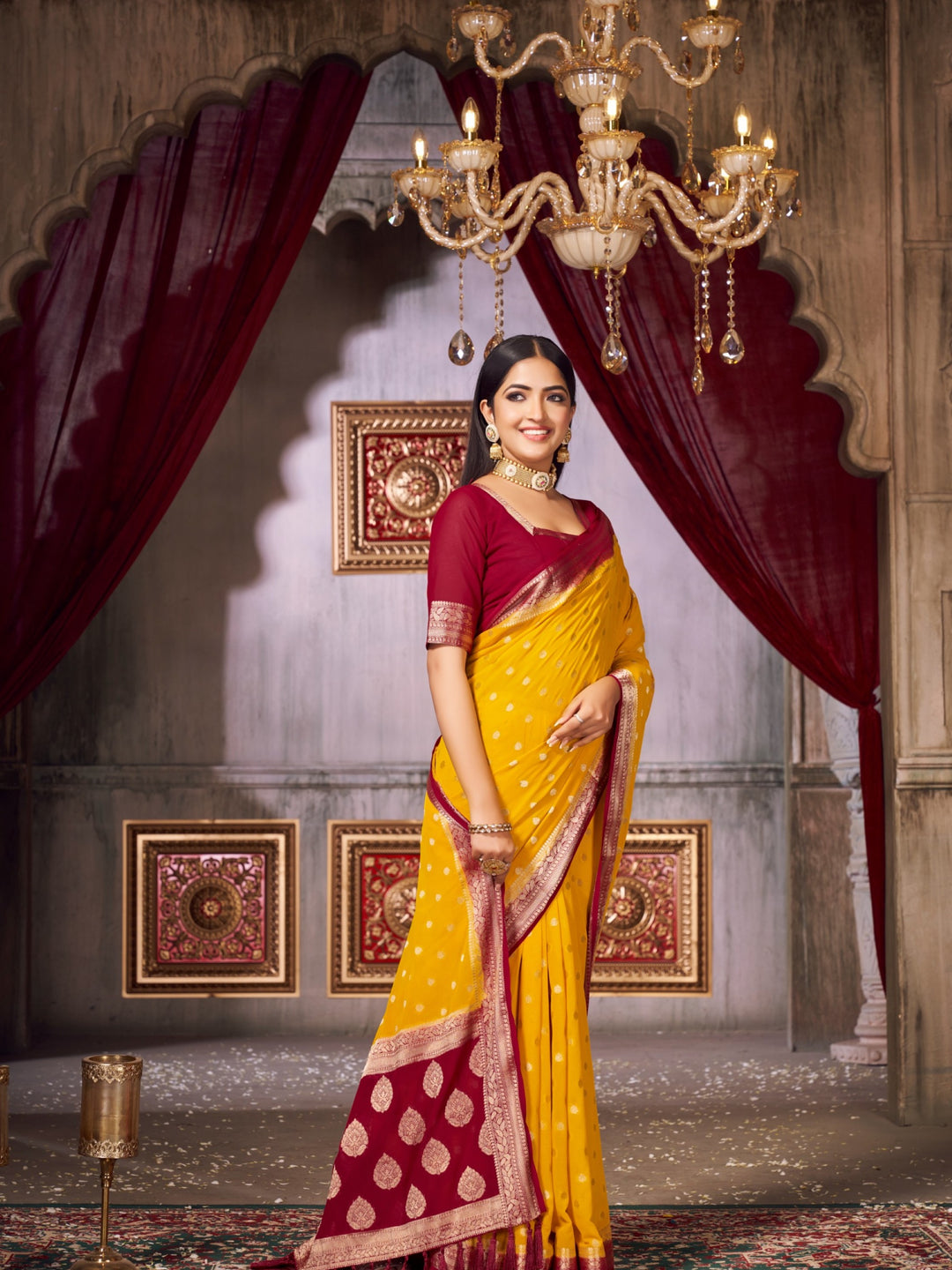 SONPARI 1 YELLOW VISCOSE SAREE