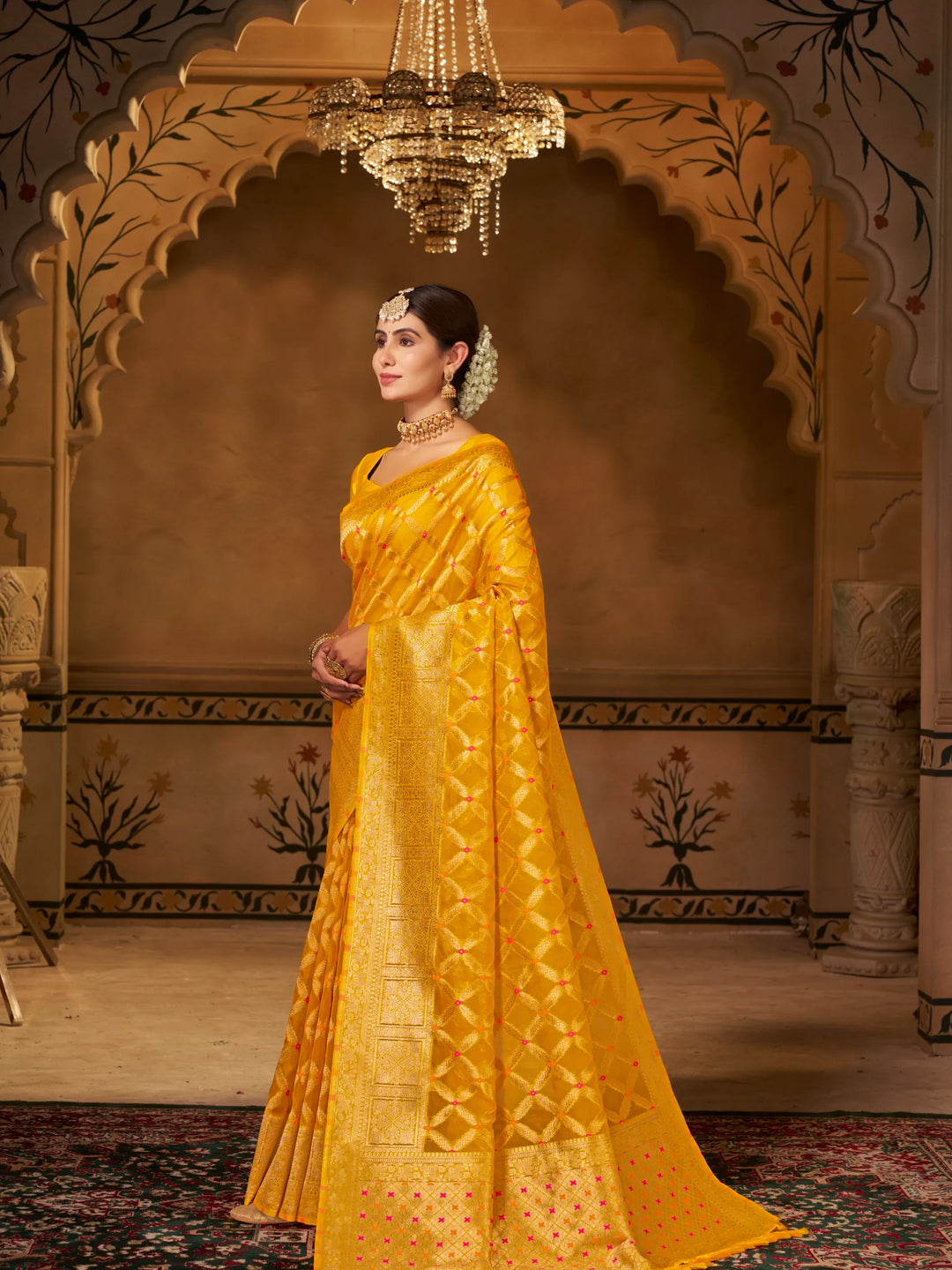 Varsha Yellow Pure Organza Saree for Wedding