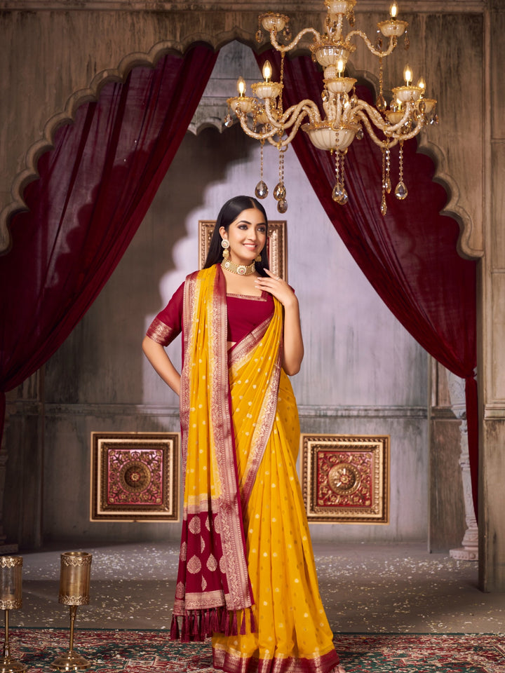 SONPARI 1 YELLOW VISCOSE SAREE