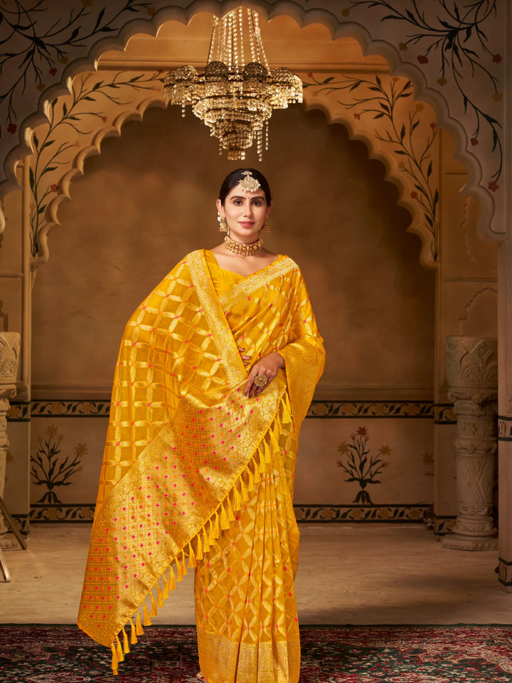 Varsha Yellow Pure Organza Saree for Wedding