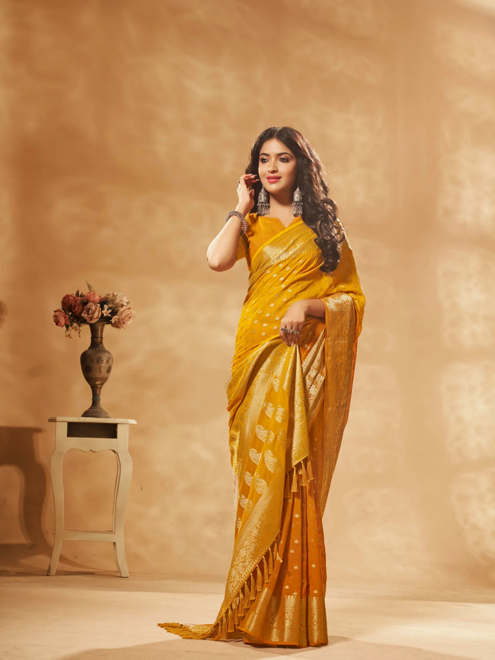 Bindia 3 Mustard pure viscose saree