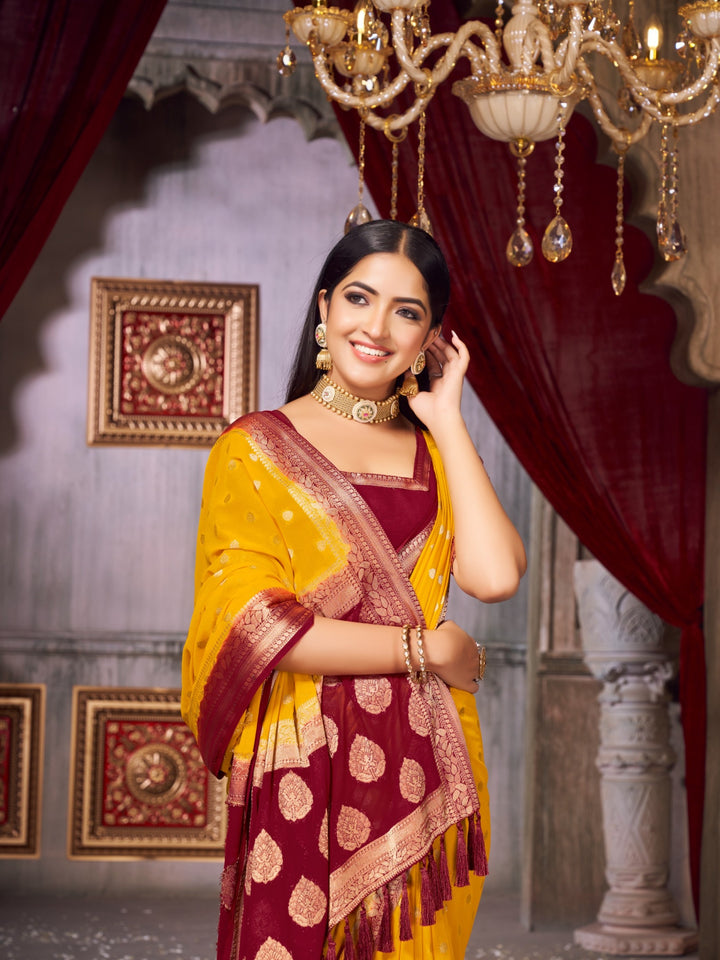 SONPARI 1 YELLOW VISCOSE SAREE