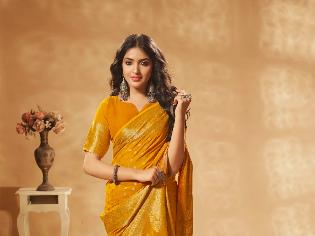 Bindia 3 Mustard pure viscose saree