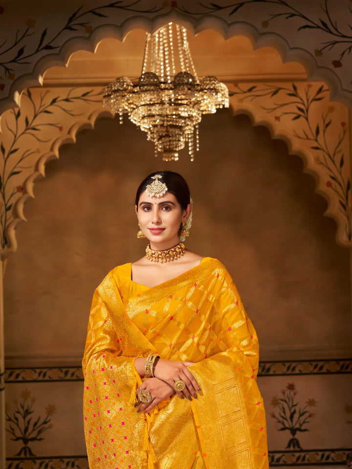 Varsha Yellow Pure Organza Saree for Wedding