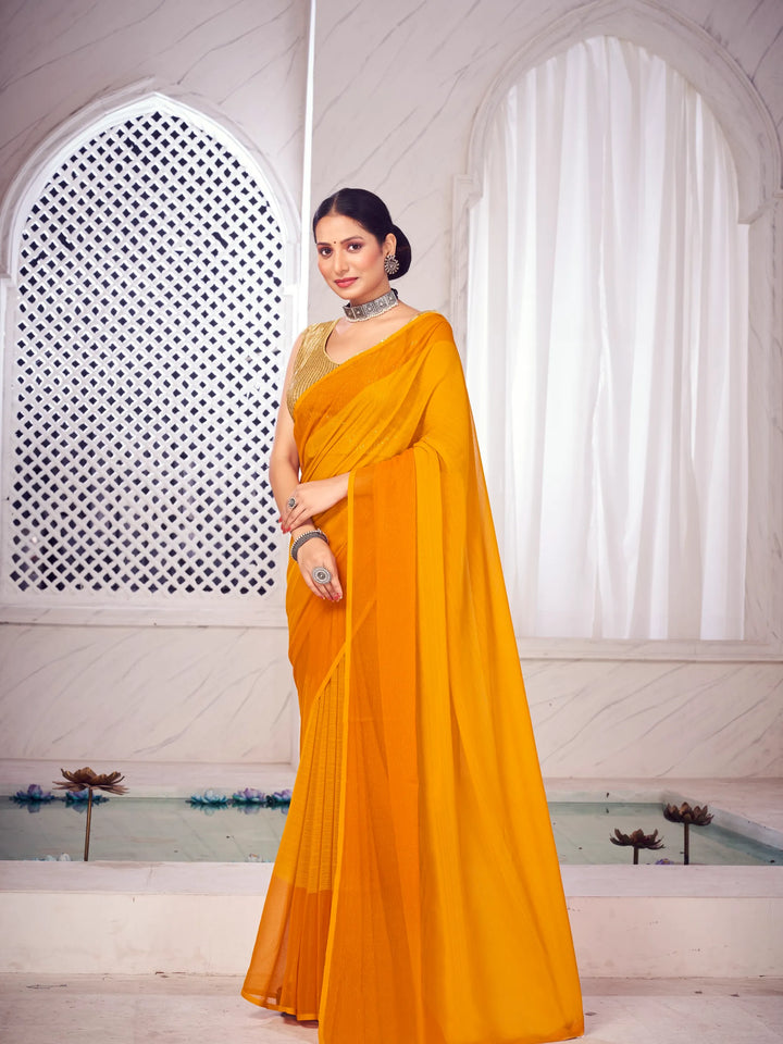 Flourious Pure Chiffon Saree for women with Sequence Blouse