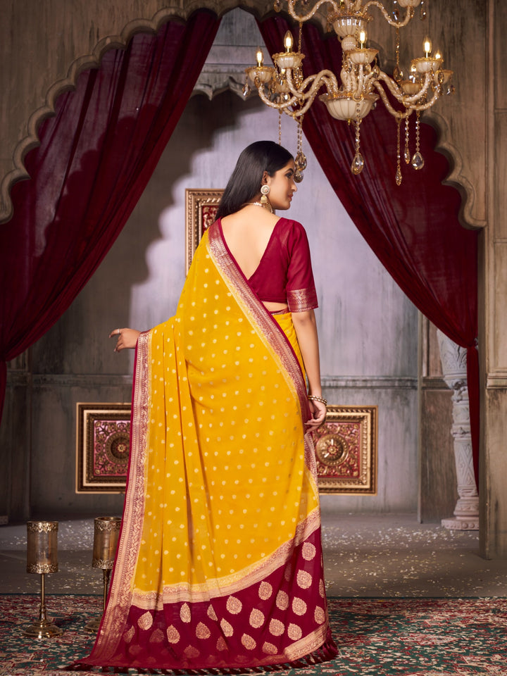 SONPARI 1 YELLOW VISCOSE SAREE