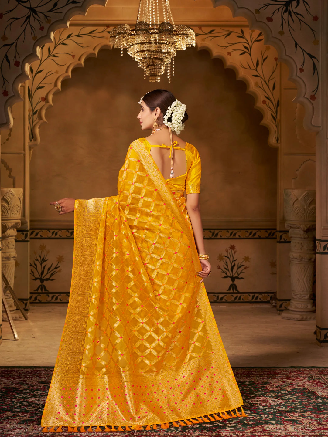 Varsha Yellow Pure Organza Saree for Wedding