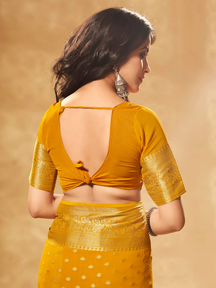 Bindia 3 Mustard pure viscose saree