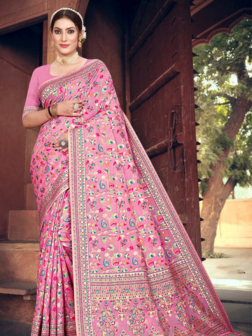 Cotton Pashmina Silk Saree