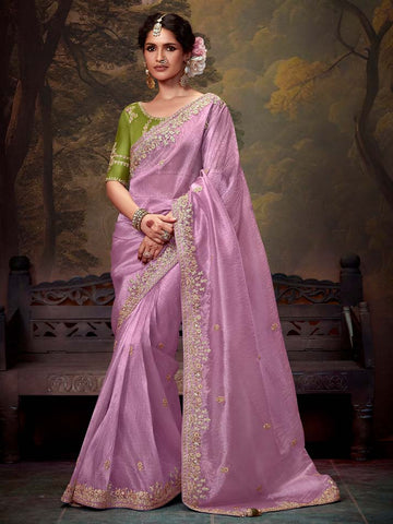 Naveli Pure Chinon Crush Saree