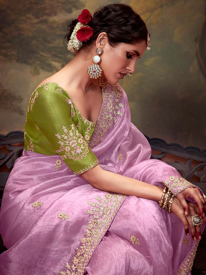 Naveli Pure Chinon Crush Saree