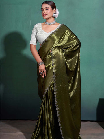 Saphhire Moss Satin Saree