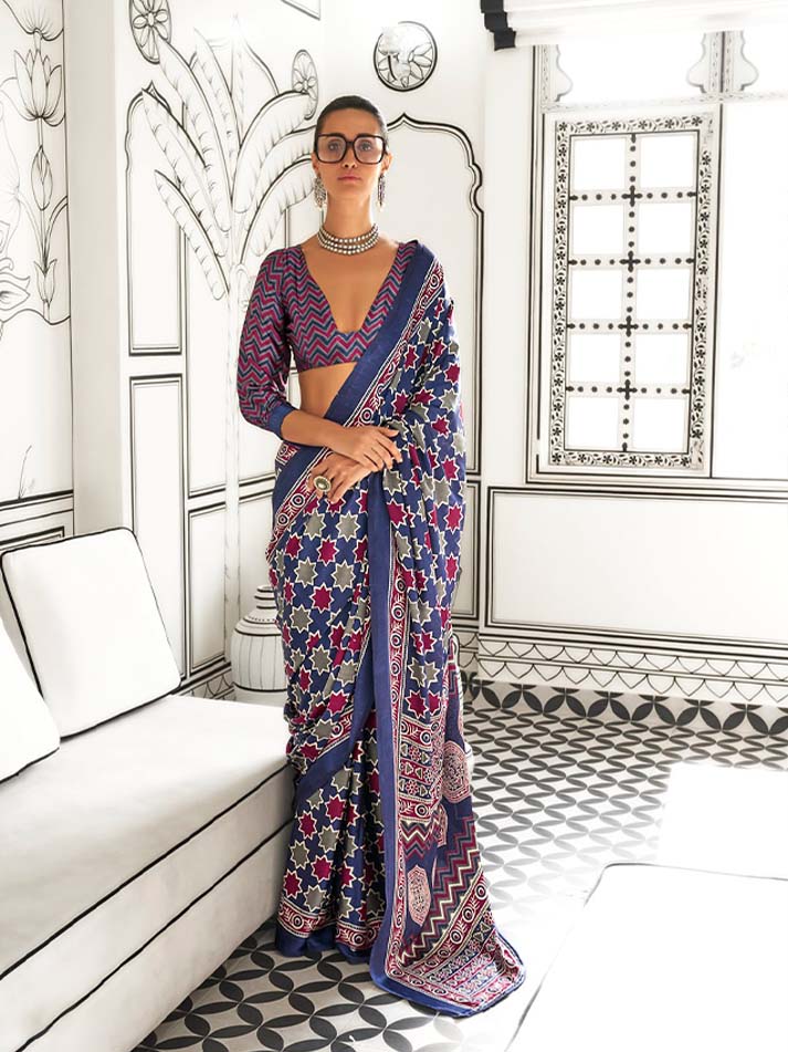 Kajarkh Satin Crepe Saree