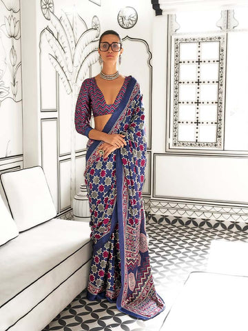 Kajarkh Satin Crepe Saree