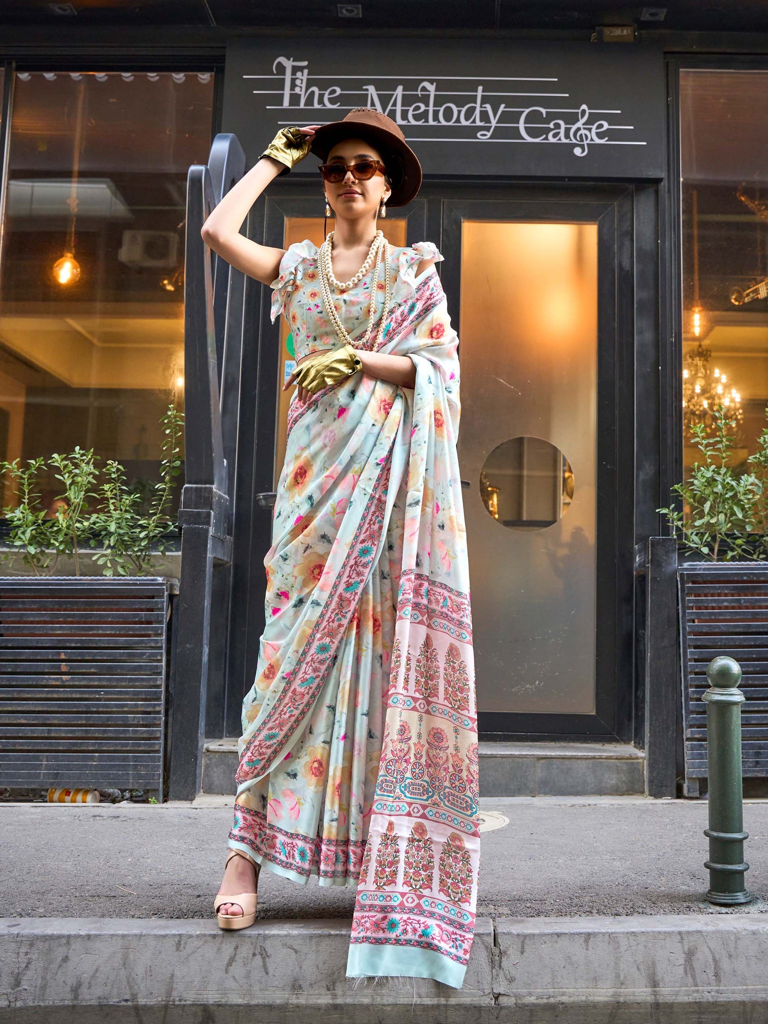 Kolumbus Satin Georgette Saree