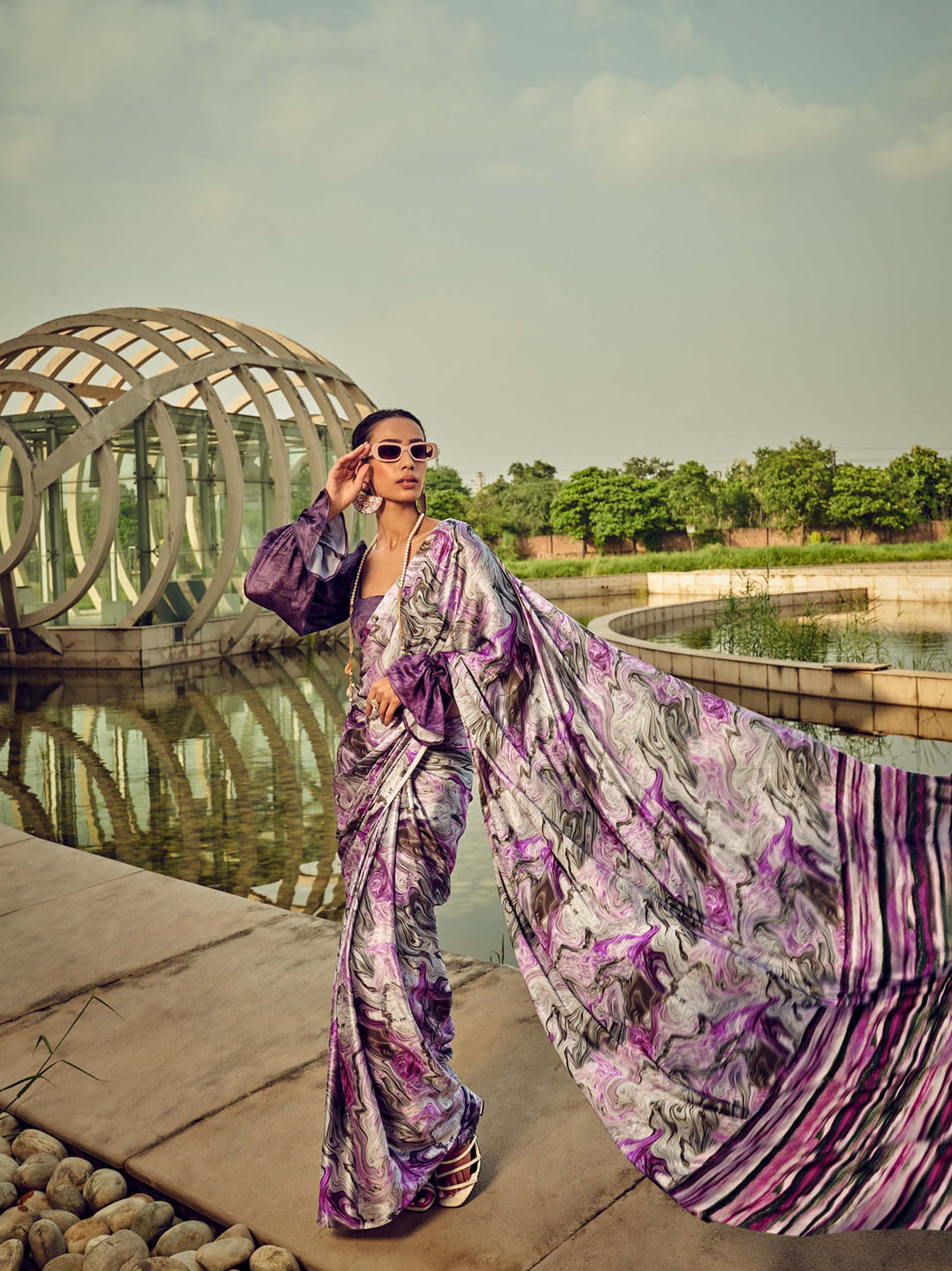 Satin Digital Crepe Saree