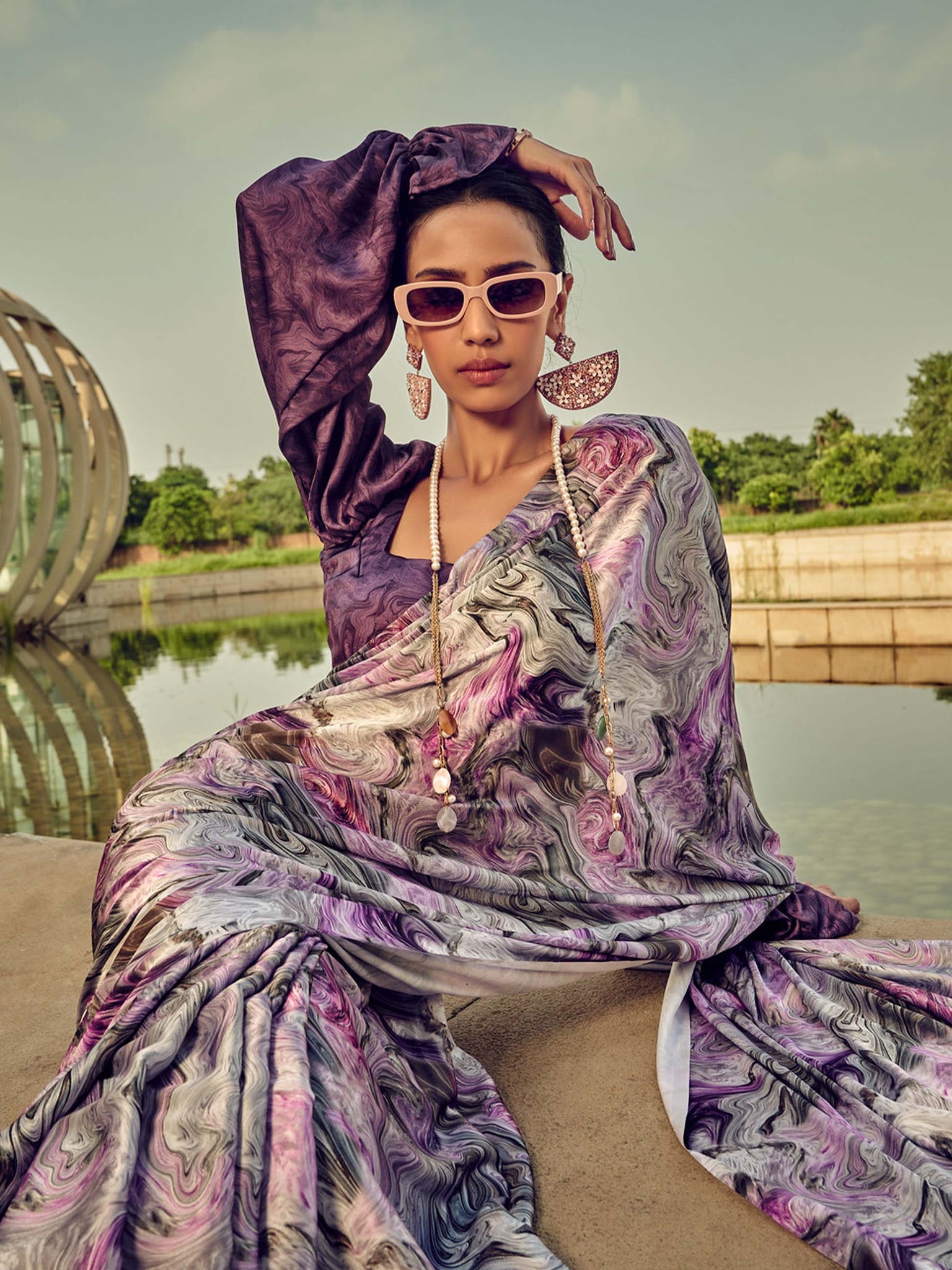 Satin Digital Crepe Saree