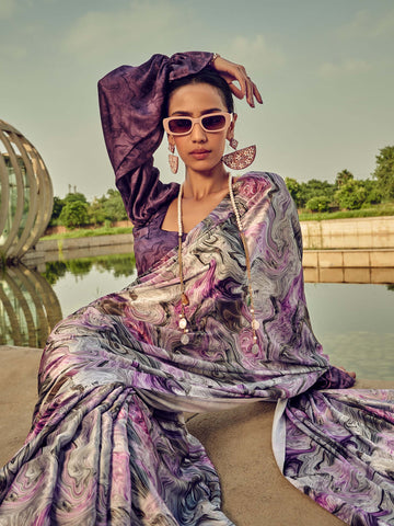 Satin Digital Crepe Saree