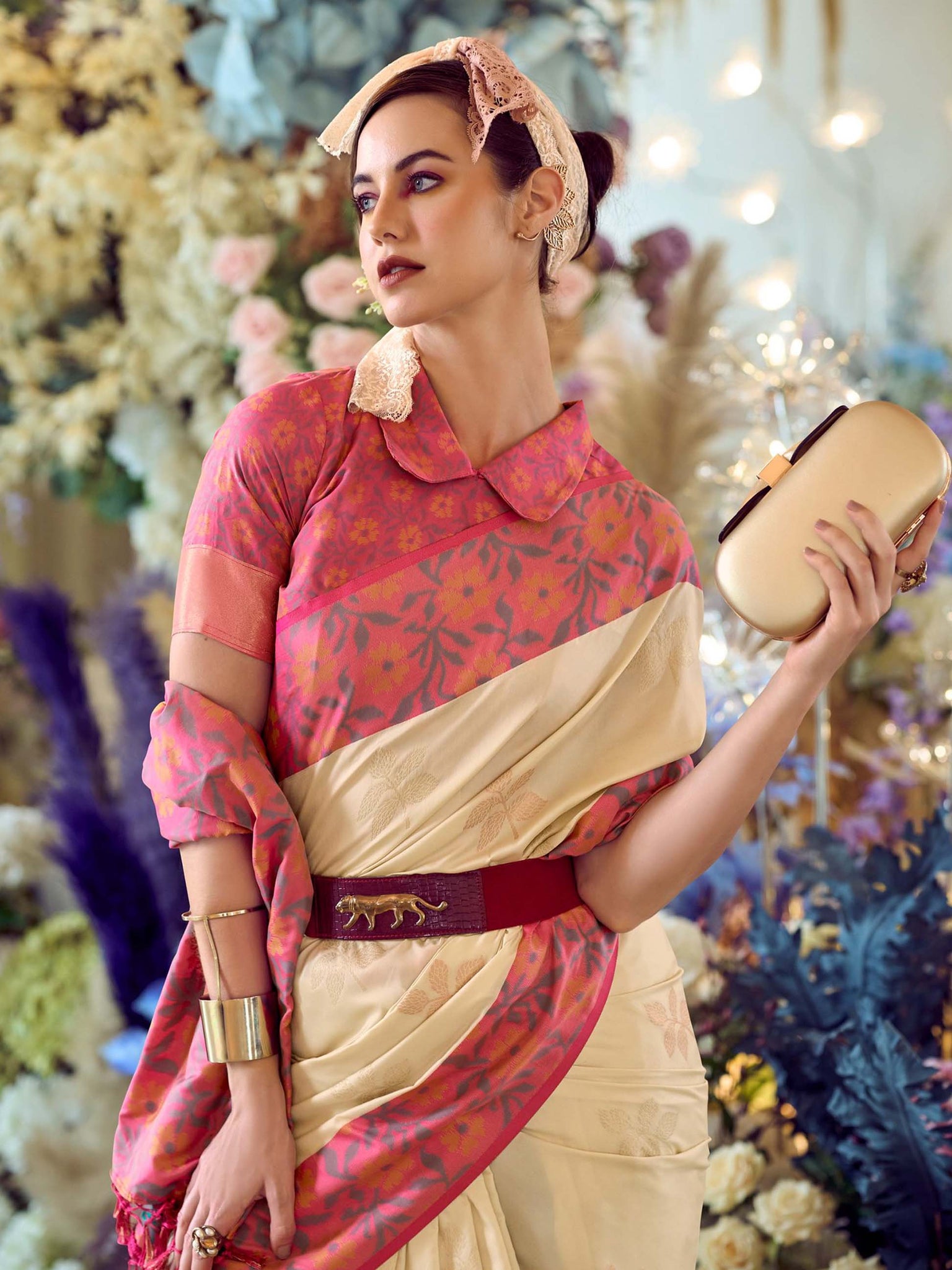 Purple Martin Soft Satan Silk Saree