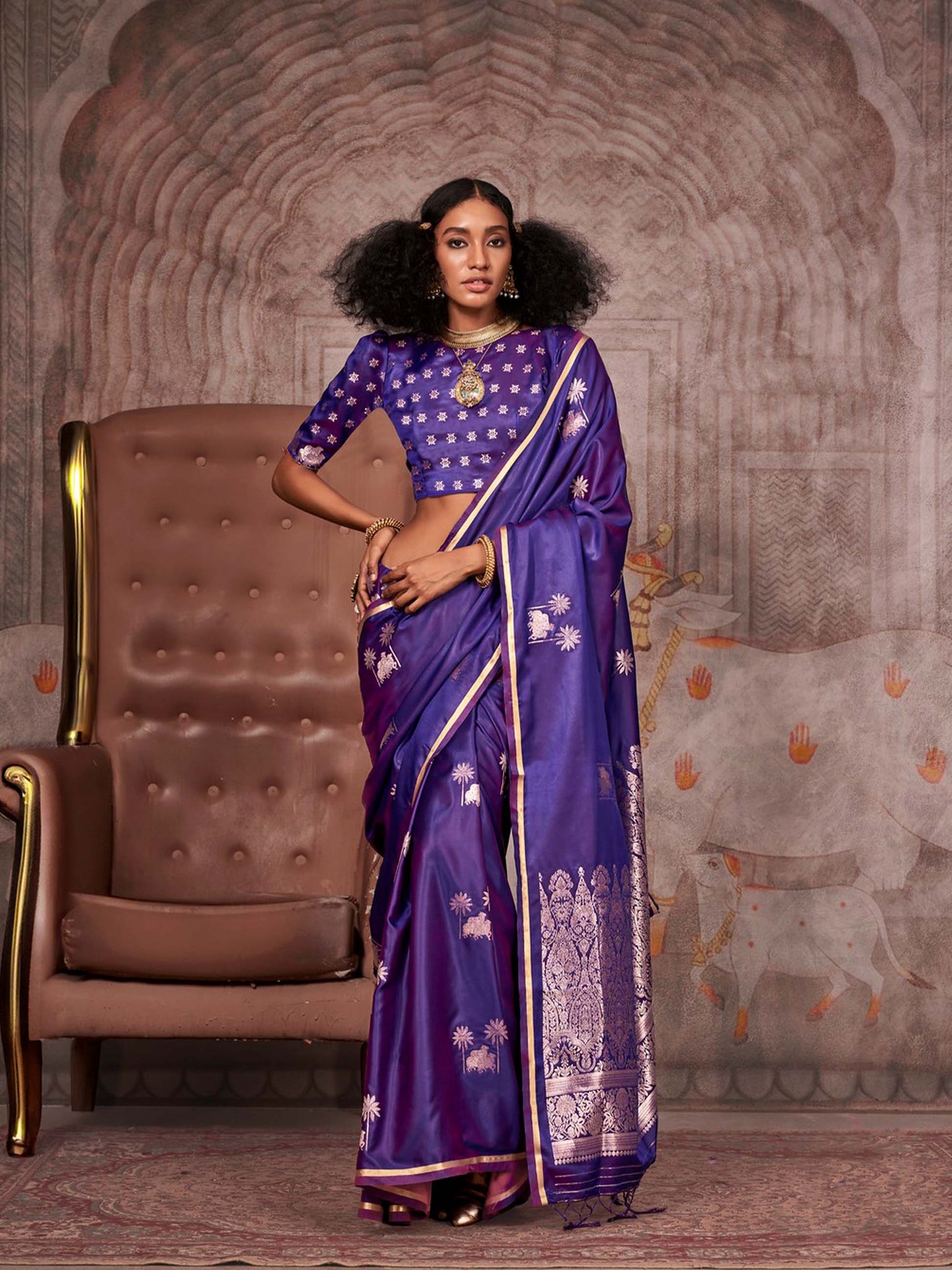 Kanthkala Pure Satin Saree