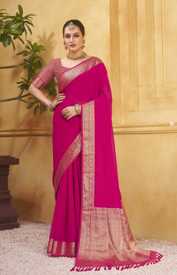Rajshree 2 galla pink pure georgette saree