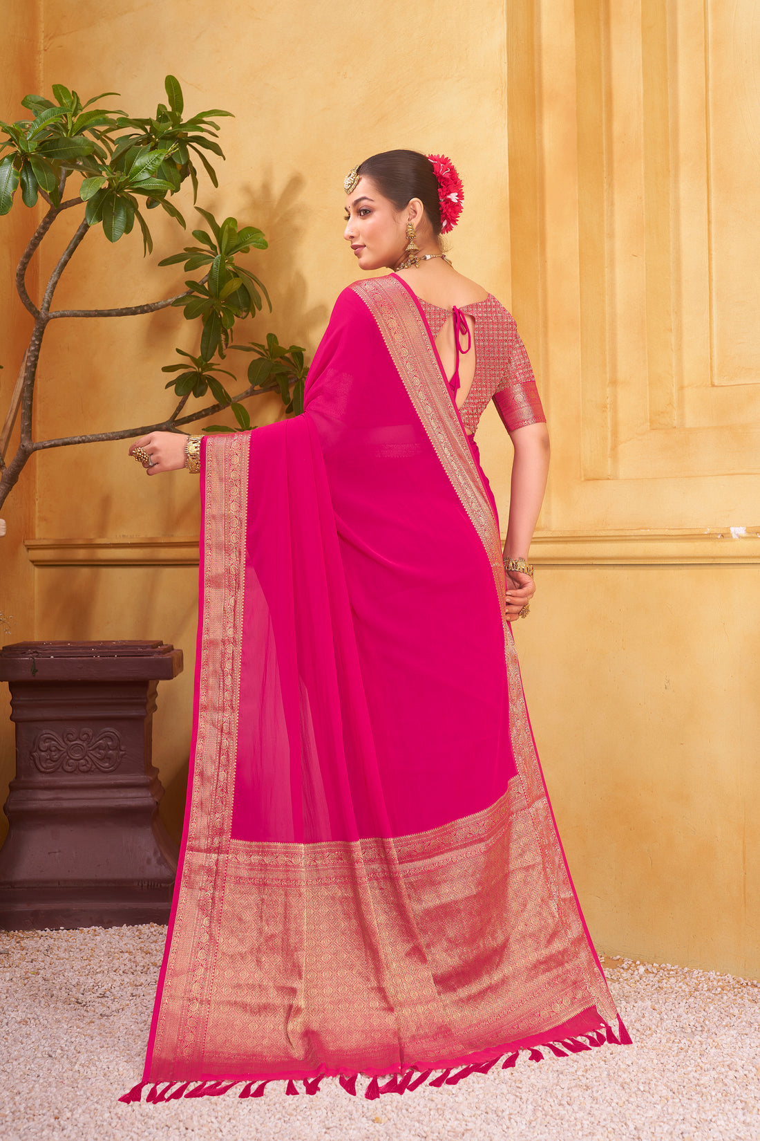 Rajshree 2 galla pink pure georgette saree