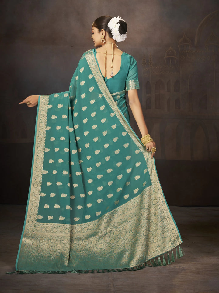 Suhana Teal Green Color Pure Georgette Saree for Women