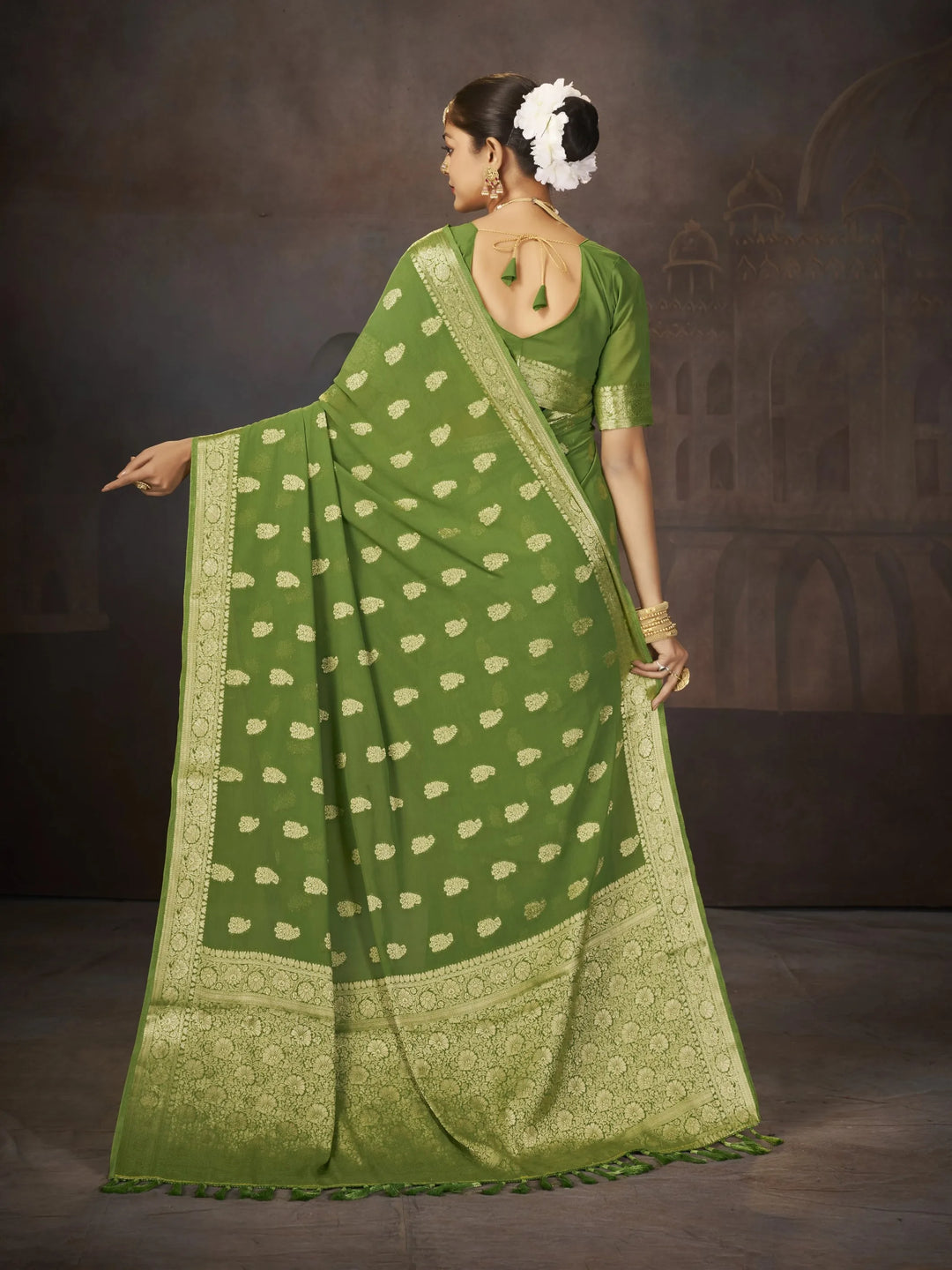 Suhana Green Color Pure Georgette Saree for Women