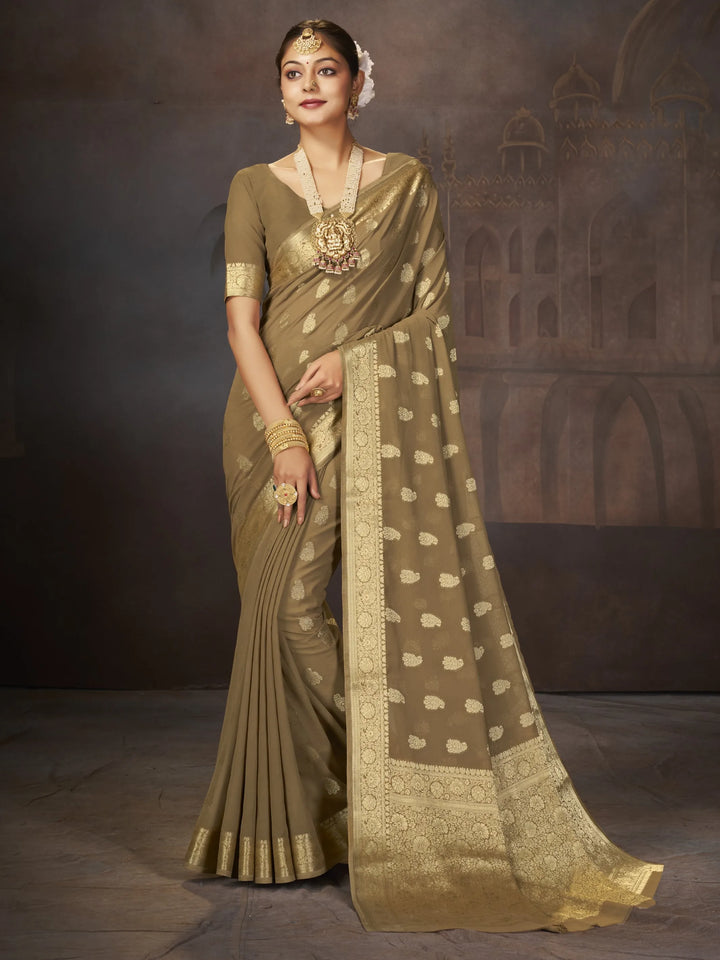 Suhana Brown Color Pure Georgette Saree for Women