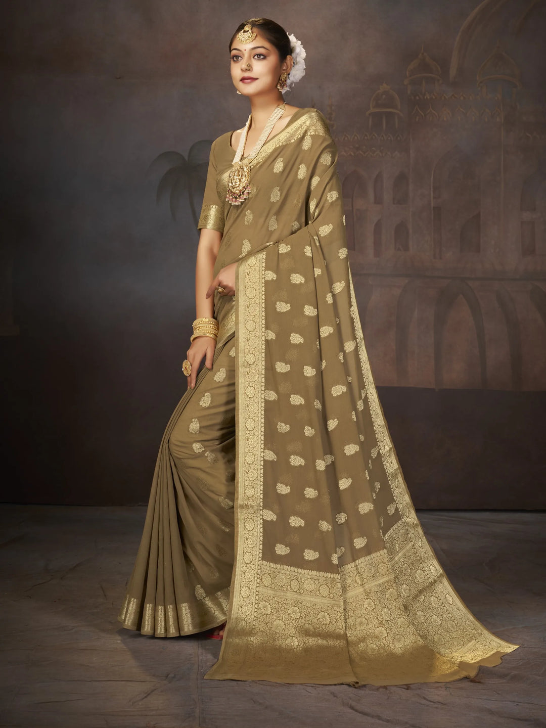 Suhana Brown Color Pure Georgette Saree for Women