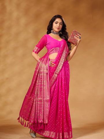 Rastogi pink pure georgette saree