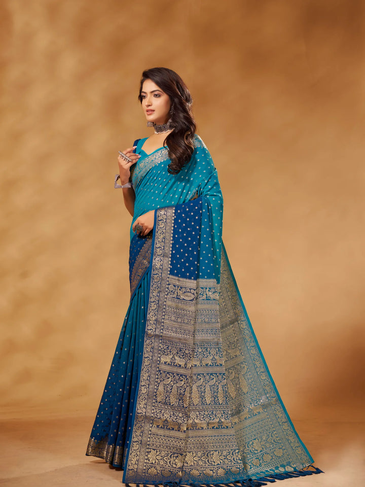 Rastogi blue pure georgette saree