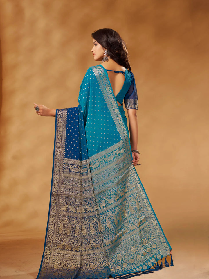 Rastogi blue pure georgette saree